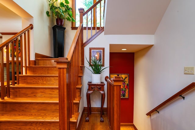 582 Summit Ave, Saint Paul, MN 55102 - stairs featuring wood finished floors