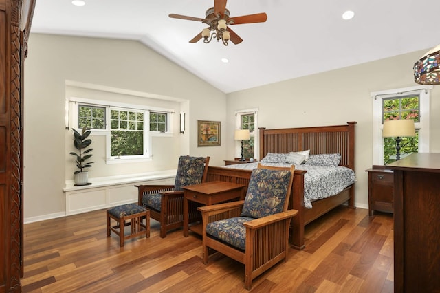 582 Summit Ave, Saint Paul, MN 55102 - bedroom with vaulted ceiling, wood finished floors, and recessed lighting