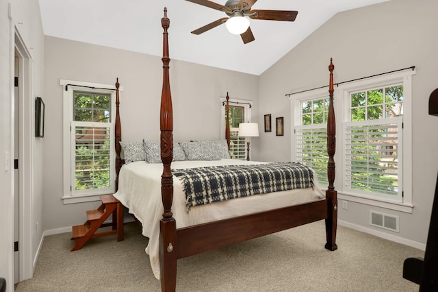582 Summit Ave, Saint Paul, MN 55102 - bedroom with carpet, vaulted ceiling, and ceiling fan