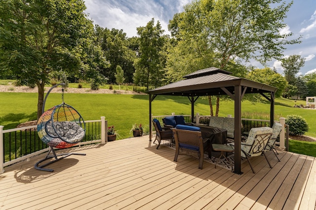 2944 Mayowood Common Cir SW, Rochester, MN 55902 - wooden deck featuring a gazebo, a yard, and an outdoor hangout area
