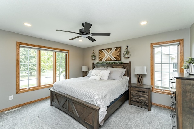 2944 Mayowood Common Cir SW, Rochester, MN 55902 - bedroom featuring light colored carpet, recessed lighting, and ceiling fan