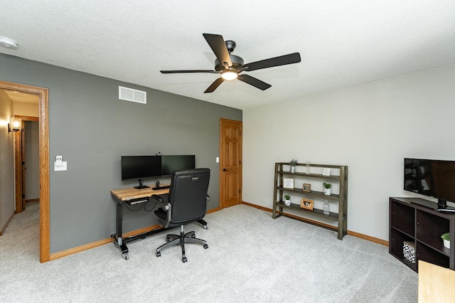 2944 Mayowood Common Cir SW, Rochester, MN 55902 - carpeted home office with a ceiling fan and baseboards