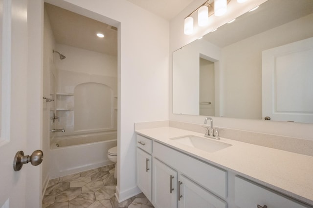 9706 Jasmine Ave NE, Hanover, MN 55341 - full bathroom with vanity,  shower combination, and recessed lighting