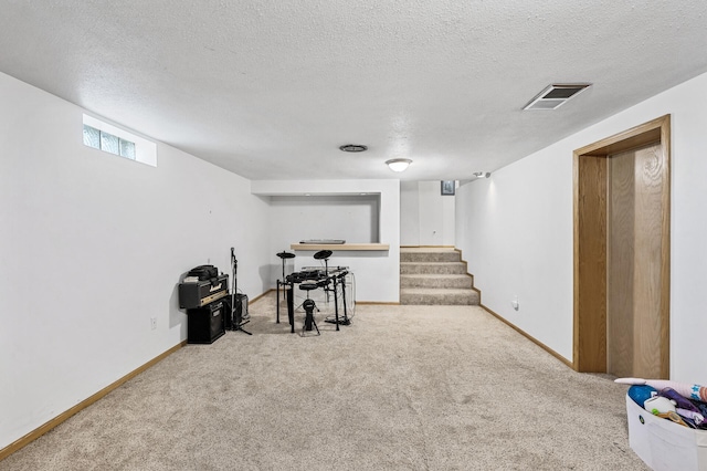 1281 Minnehaha Pkwy, Minneapolis, MN 55419 - rec room with carpet flooring and a textured ceiling