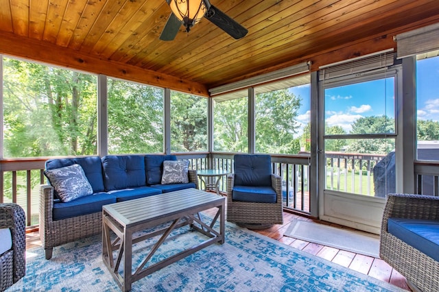 5551 Nancy Ln NW, Rochester, MN 55901 - sunroom / solarium featuring a ceiling fan and outdoor lounge area