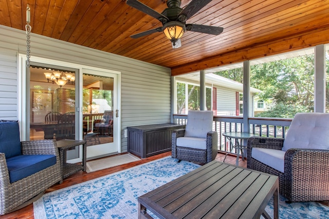 5551 Nancy Ln NW, Rochester, MN 55901 - sunroom with a ceiling fan and an outdoor hangout area