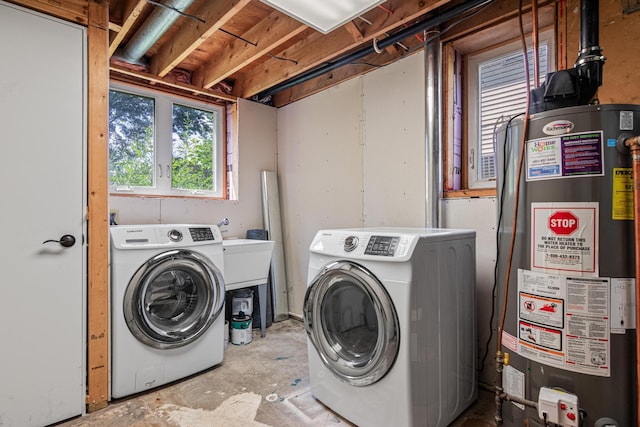 8210 Red Oak Dr, Mounds View, MN 55112 - washroom with gas water heater and independent washer and dryer