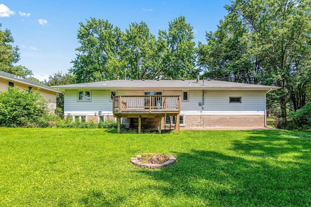 8210 Red Oak Dr, Mounds View, MN 55112 - rear view of property featuring a deck and a yard