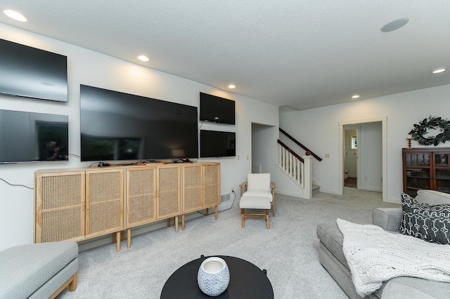 290 Wimbledon Hills Dr SW, Rochester, MN 55902 - living room with stairs, carpet, and recessed lighting