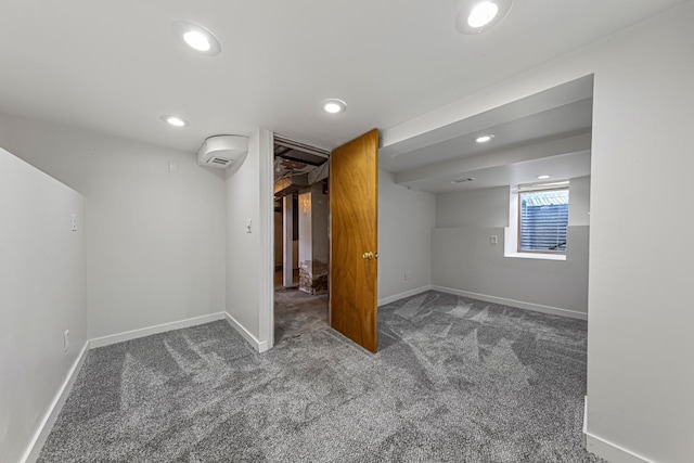3233 42nd Ave S, Minneapolis, MN 55406 - basement featuring carpet, recessed lighting, and a wall mounted air conditioner
