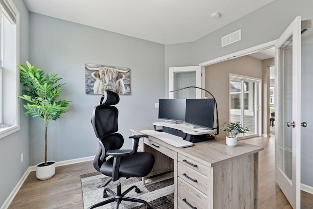 5053 Sunstream Ln, Woodbury, MN 55129 - home office with french doors, plenty of natural light, and light wood finished floors