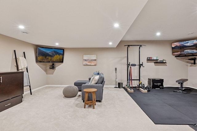 5053 Sunstream Ln, Woodbury, MN 55129 - exercise area featuring recessed lighting and carpet
