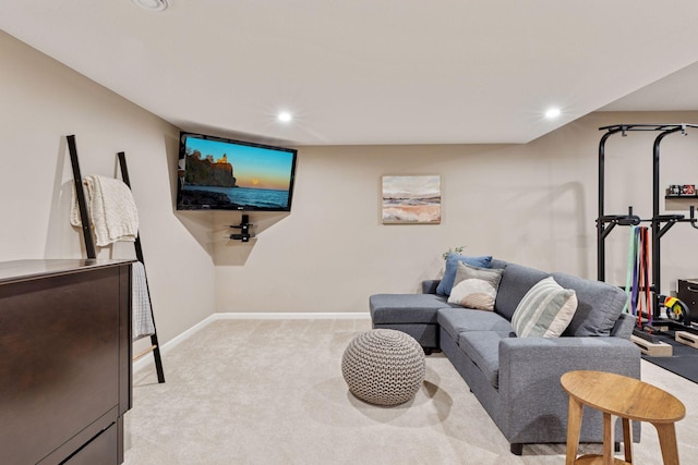 5053 Sunstream Ln, Woodbury, MN 55129 - living room featuring light carpet and recessed lighting