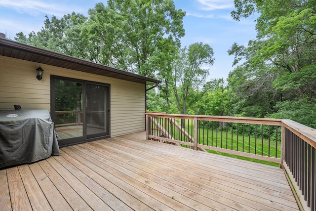 13326 Mallard Dr SE, Becker Twp, MN 55308 - wooden terrace featuring grilling area