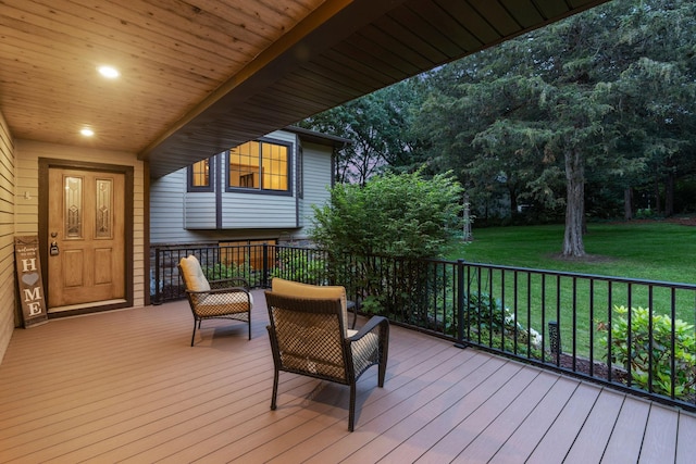 13326 Mallard Dr SE, Becker Twp, MN 55308 - wooden terrace with a lawn