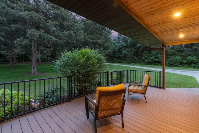13326 Mallard Dr SE, Becker Twp, MN 55308 - wooden terrace featuring a yard