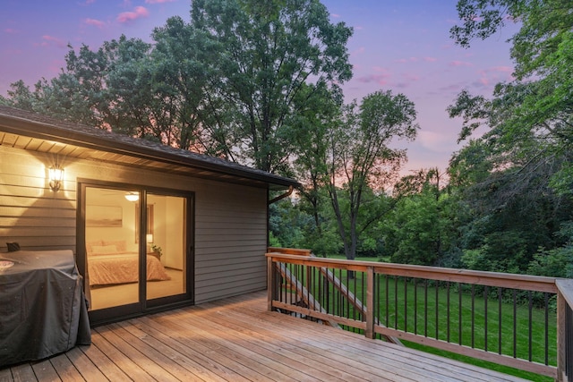 13326 Mallard Dr SE, Becker Twp, MN 55308 - deck at dusk featuring area for grilling