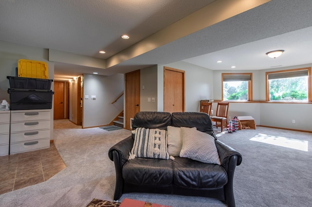 406 13th Ave NW, Kasson, MN 55944 - carpeted living area with stairs and recessed lighting