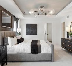 14560 106th Pl N, Maple Grove, MN 55369 - bedroom with a tray ceiling and a chandelier