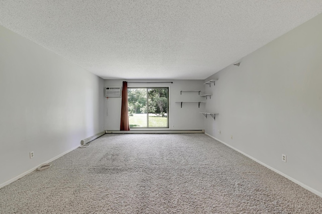 5643 Green Circle Dr Unit 107, Minnetonka, MN 55343 - carpeted spare room featuring a textured ceiling, a wall unit AC, and a baseboard radiator