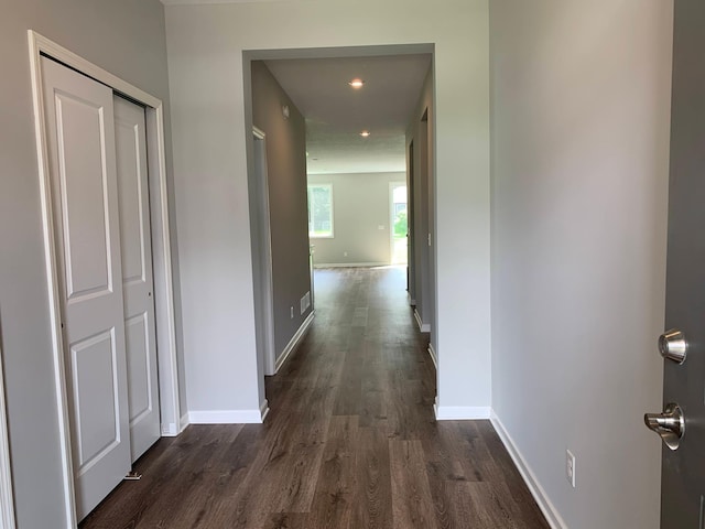 1248 100th Ave NW, Coon Rapids, MN 55433 - hallway featuring dark wood-style flooring and recessed lighting