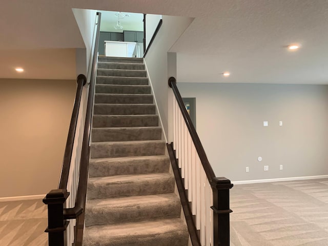 1248 100th Ave NW, Coon Rapids, MN 55433 - stairs featuring carpet and recessed lighting