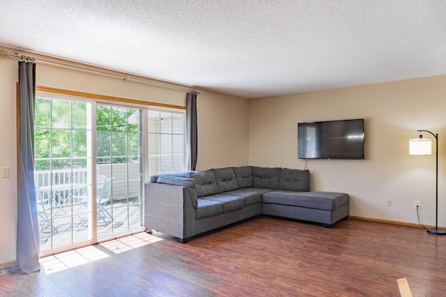 7639 Nicholas Way, Chanhassen, MN 55317 - living area featuring wood finished floors and a textured ceiling