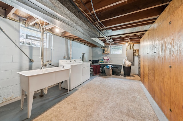 1073 Allen Ave W, Saint Paul, MN 55118 - basement featuring separate washer and dryer and electric panel