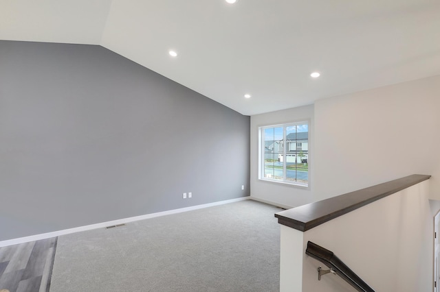 37554 Greenwich Ct, North Branch, MN 55056 - carpeted spare room featuring recessed lighting and vaulted ceiling