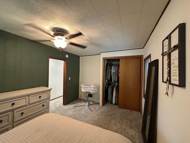 121 Park St, Luverne, MN 56156 - bedroom featuring carpet floors, a closet, and ceiling fan