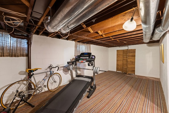 5924 10th Ave S, Minneapolis, MN 55417 - exercise room featuring concrete block wall