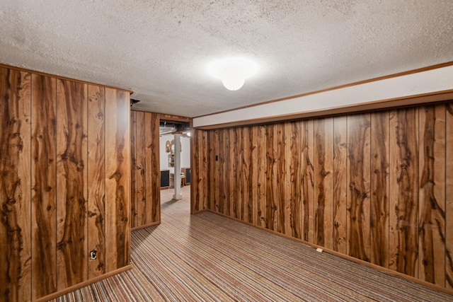 5924 10th Ave S, Minneapolis, MN 55417 - finished basement with wooden walls, a textured ceiling, and carpet flooring