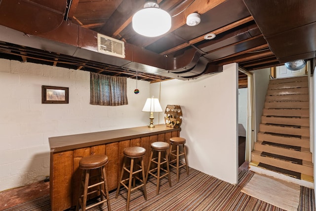 5924 10th Ave S, Minneapolis, MN 55417 - indoor dry bar featuring stairway and carpet floors