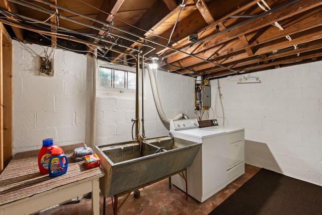 5924 10th Ave S, Minneapolis, MN 55417 - below grade area featuring washing machine and dryer and electric panel