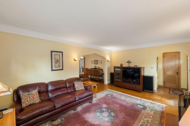 5924 10th Ave S, Minneapolis, MN 55417 - living room with arched walkways and wood finished floors