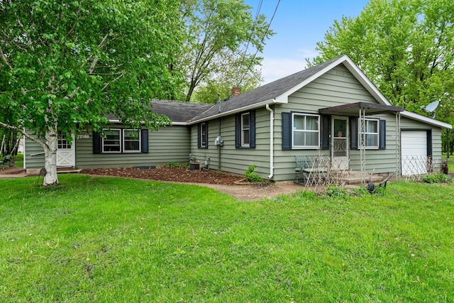 27900 Old Towne Rd, Chisago City, MN 55013 - view of front of home with a front yard, a garage, and a shingled roof