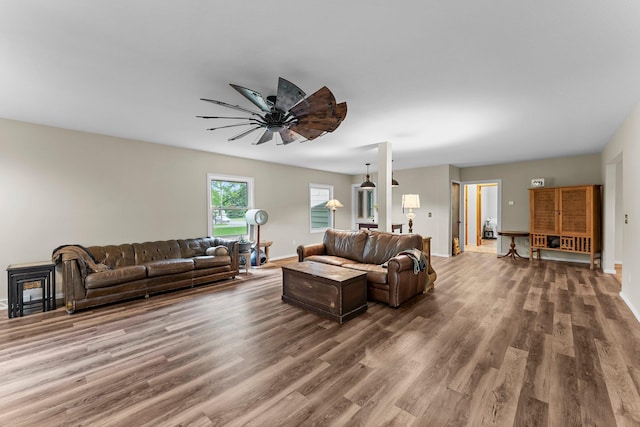 27900 Old Towne Rd, Chisago City, MN 55013 - living room featuring wood finished floors and ceiling fan