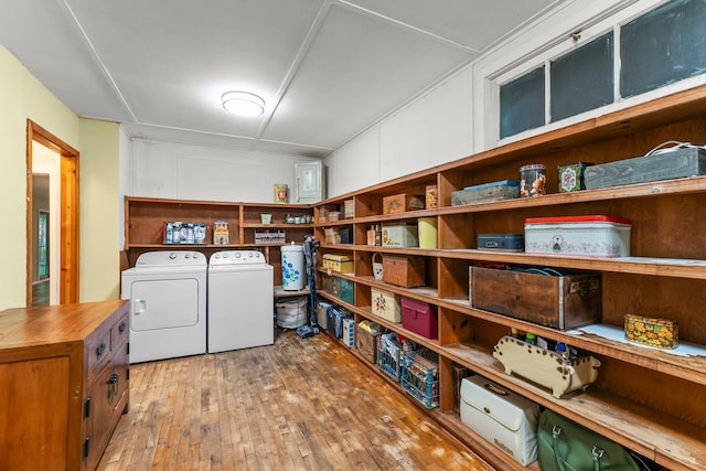 27900 Old Towne Rd, Chisago City, MN 55013 - laundry room featuring washer and clothes dryer and hardwood / wood-style flooring