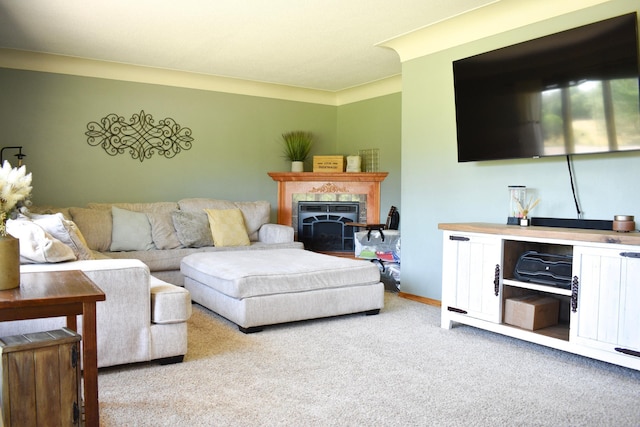 16014 240th St, Cold Spring, MN 56320 - living area with carpet and a tile fireplace