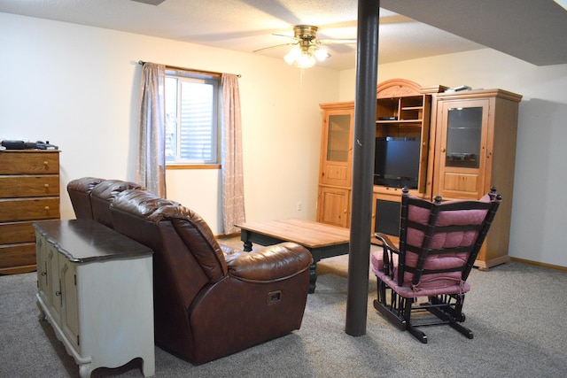 16014 240th St, Cold Spring, MN 56320 - carpeted living room featuring a ceiling fan and baseboards