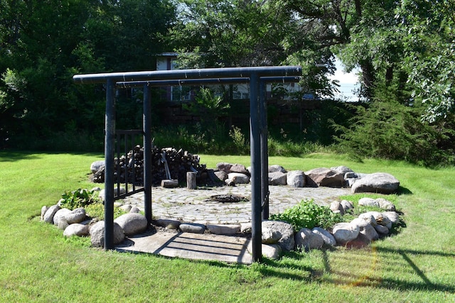 16014 240th St, Cold Spring, MN 56320 - view of grassy yard featuring an outdoor fire pit
