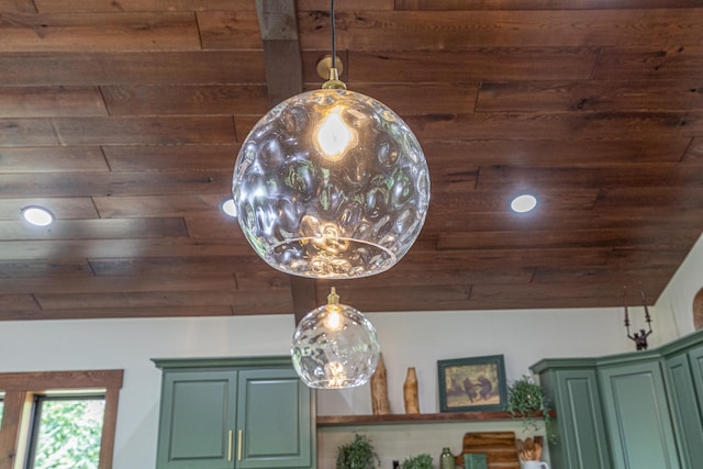2018 County 5 NW, Hackensack, MN 56452 - kitchen view of green cabinetry and wood ceiling