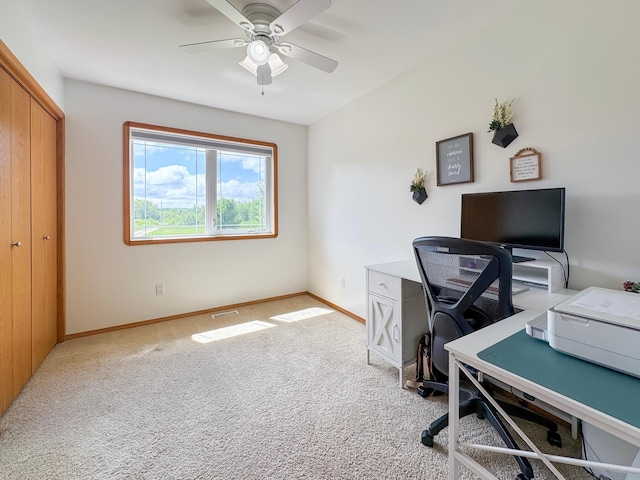 48285 229th Ave, Clearbrook, MN 56634 - home office with light colored carpet and ceiling fan