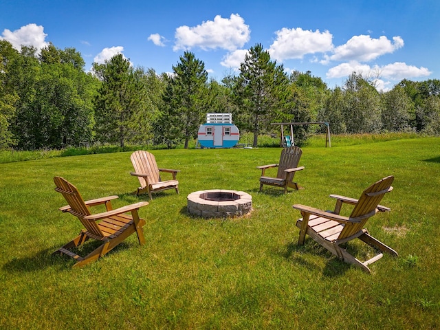 48285 229th Ave, Clearbrook, MN 56634 - view of grassy yard featuring an outdoor fire pit
