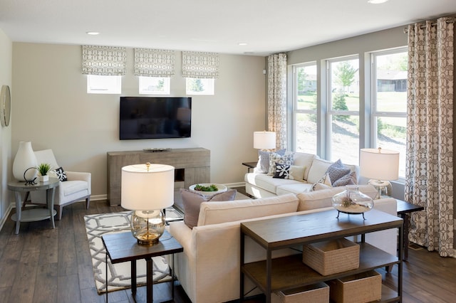 14620 106th Pl N, Maple Grove, MN 55369 - living area with dark wood-style flooring and recessed lighting
