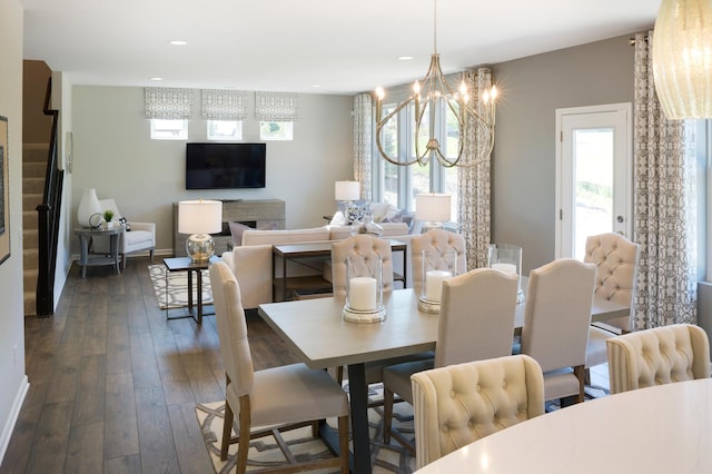 14620 106th Pl N, Maple Grove, MN 55369 - dining area featuring a chandelier, dark wood-style floors, and recessed lighting
