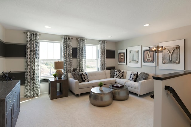 14620 106th Pl N, Maple Grove, MN 55369 - living room featuring recessed lighting and light carpet