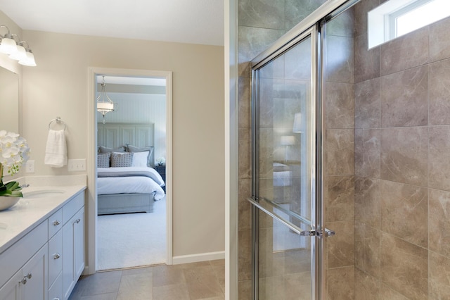 14620 106th Pl N, Maple Grove, MN 55369 - full bathroom with double vanity, connected bathroom, and a tile shower