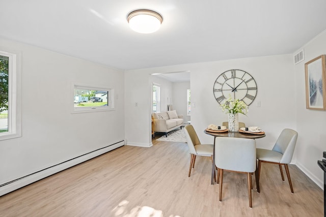 26030 2nd St W, Zimmerman, MN 55398 - dining space with baseboard heating and light wood finished floors