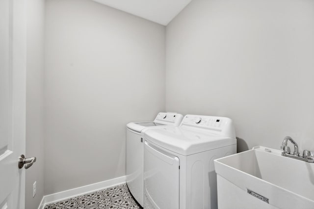 4786 384th St, North Branch, MN 55056 - laundry area with independent washer and dryer and light tile patterned floors